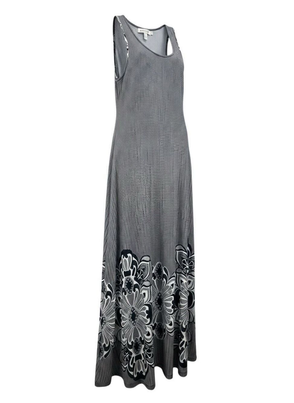Sunny Girl Geometric Medallion Maxi Tank Dress Black White Casual Boho XL